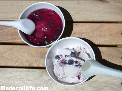 blueberry ice cream and blueberry sorbet