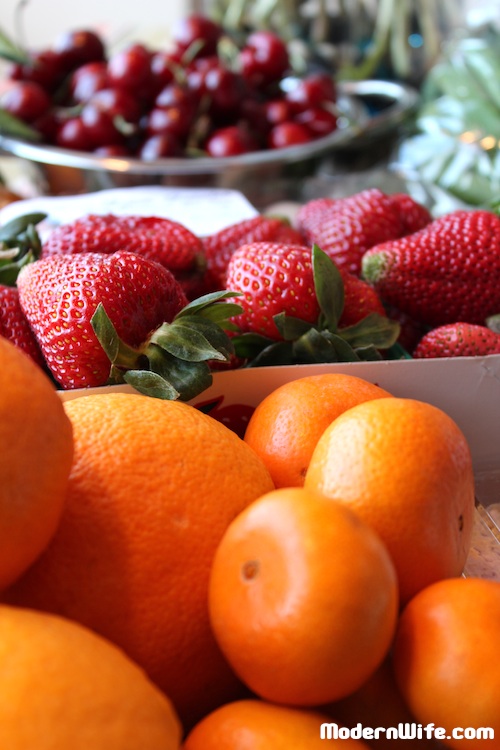 Farmers Market Fruit Cherries, Strawberries, Oranges, Mandarins