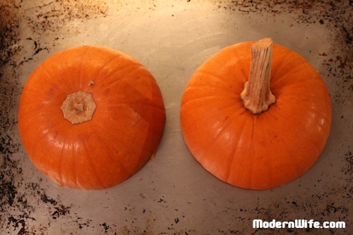pumpkin on the baking sheet