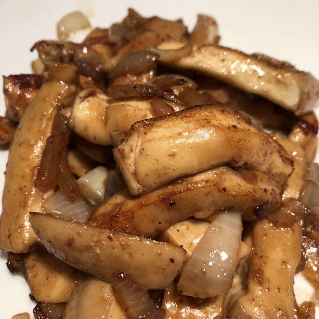 stir fry giant puffball mushroom strips